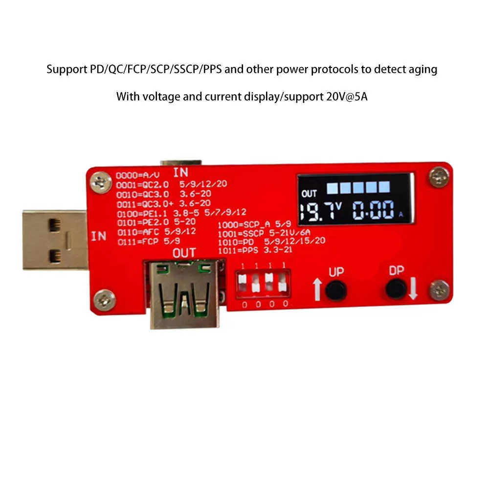 PD2.03.0/QC2.03.0 شحن سريع مشغل الشحن الرقمي الحالي الجهد الجهد AMMETER