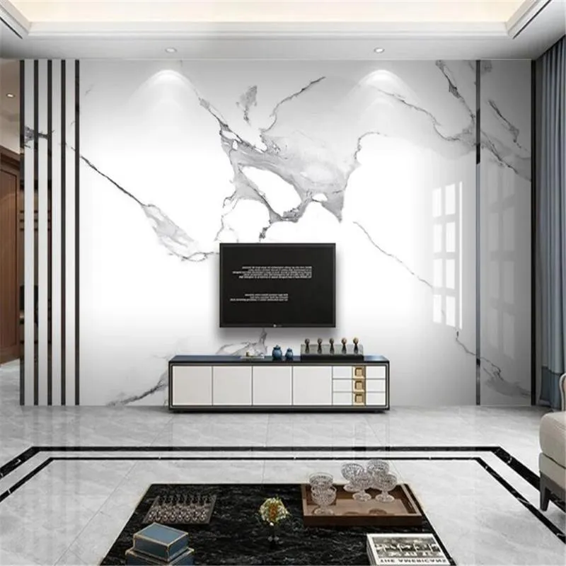 Wallpapers Milofi Custom Wallpaper Mural High-end Slab Stone Marble Pattern Jazz White Background Wall Oriental