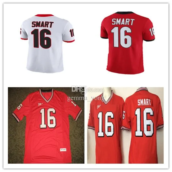 American College Football Wear Men Vintage NCAA #16 Kirby Smart College Football Jerseys Red Black White Stitched Retro Uniforms Size S-4XL