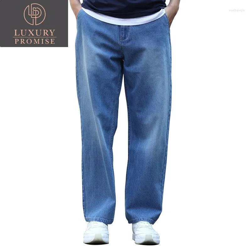 Jeans pour hommes été section mince respirant hommes bleu denim pantalon à jambe large grande taille ample baggy hip hop skateboard droit