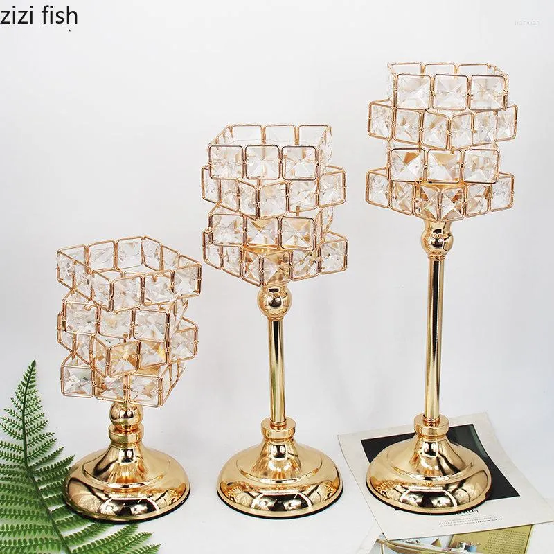 Candle Holders Creative Crystal Candlestick Metal Stand Candelabros Home Desktop Candles Ornaments Decor Wedding Decoration