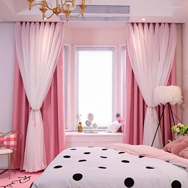 Curtain Modern Tulle Black Out Double Curtains With Star Tassel Blinds Window For Living Room Pro