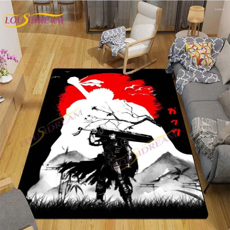 Tapijten berserk vloerkleed zwart donkere retro zwaardvechter mat anime voor woonkamer slaapkamer tapijten deurmat nostalgisch cadeau