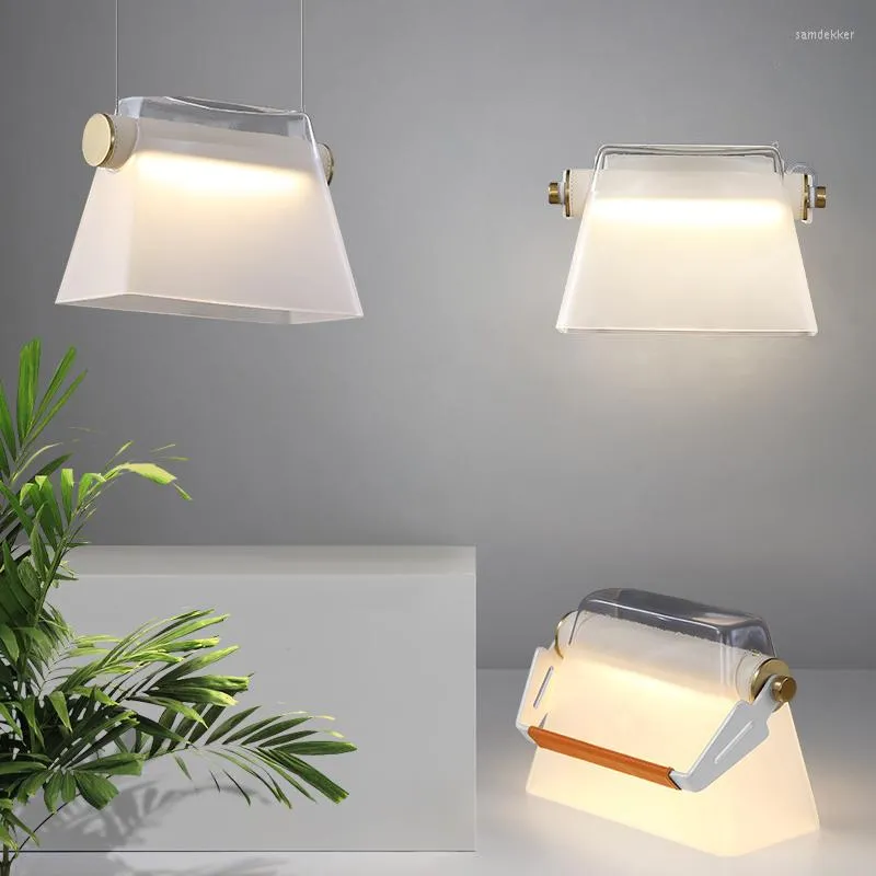 Lampes suspendues moderne minimaliste créatif verre salon mode personnalité sac à main Design décoration café Restaurant lustre