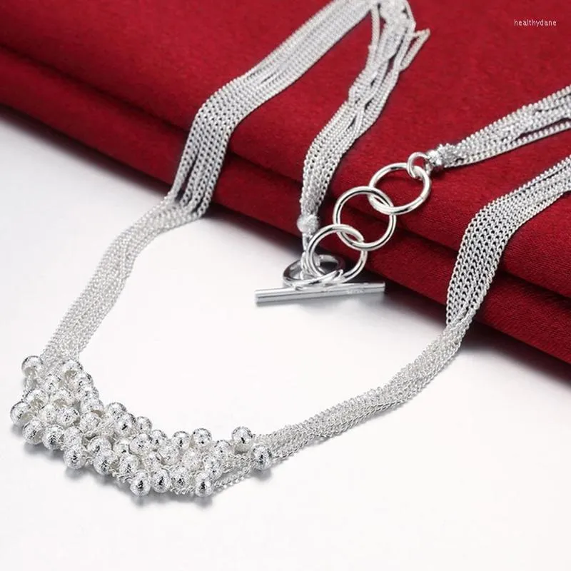 Chains Arrival 925 Silver Necklaces Fashion Design Scrub Round Bead Chain Necklace For Women Fine JewelryChains Heal22