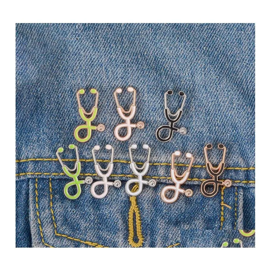 Broches Broches Infirmière Médecin Stéthoscope Émail Broche Broches Creative Revers Badge Pour Femmes Hommes Fille Garçon Mode Bijoux Cadeau Drop Deli Otjy4