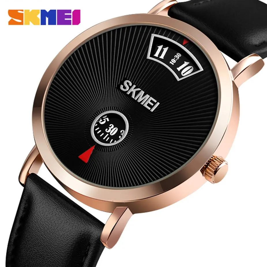 Skmei Simple Men Quartz Watch Fashion Wristwatches Business Style 3Bar Waterproof Stainless Steel Läder Relogio Masculino 1489232n