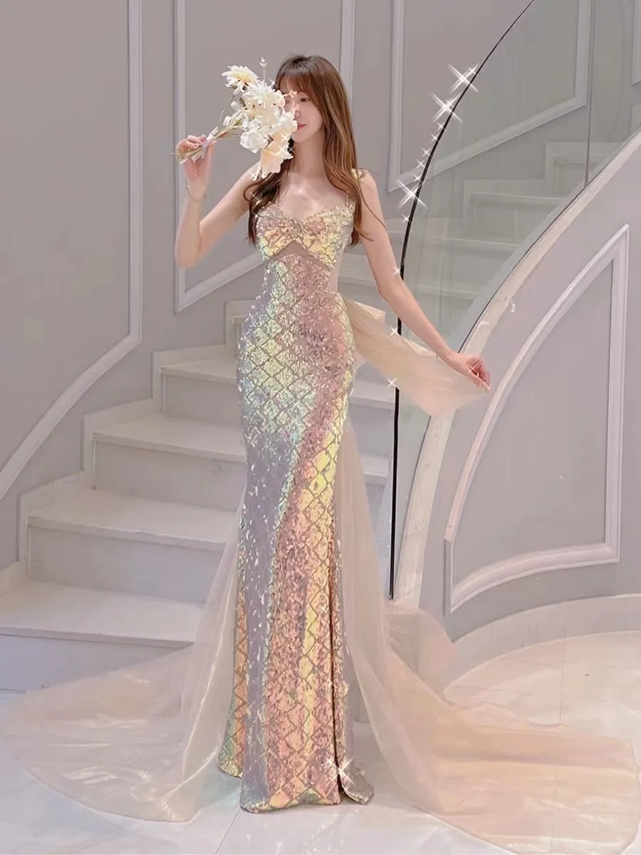 Mesh top top prom dress