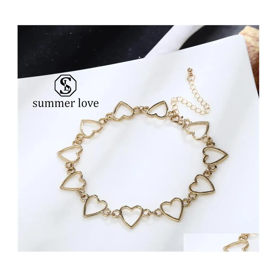 Colares pendentes Moda Love Heart Cheker For Women Girl Gold Gold Link Link Colar de camada única Charm Jóias da festa dos namorados gifty dh6zp