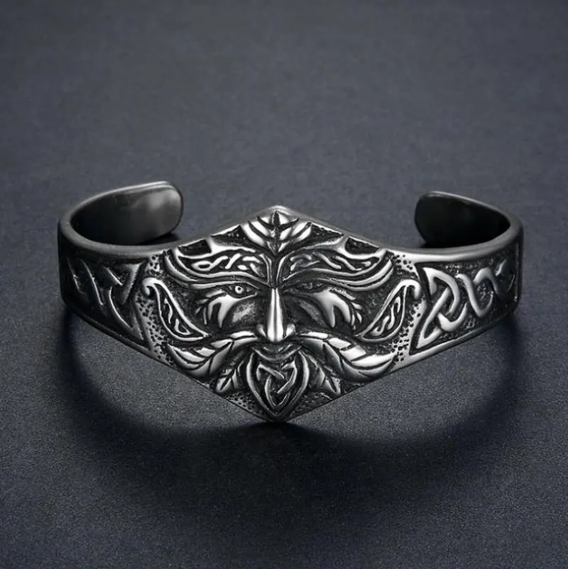 Bangle Vintage Viking Warrior Old Man Moda Bracelet Personalidade Presente de Acessórios para homens