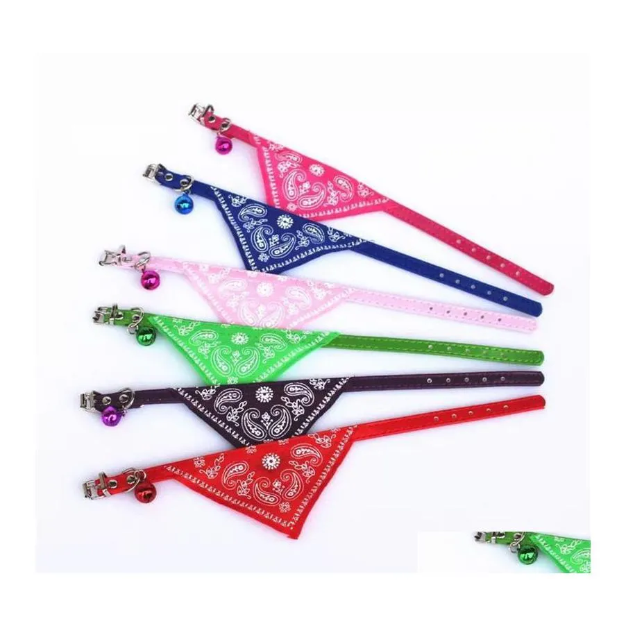 Dog Apparel Pets Triangle Scarf Cats Dogs Bell Saliva Towel Teddy Small Medium Mti Colors Pet Collar Arrival 1 8My L1 Drop Delivery Dhtam