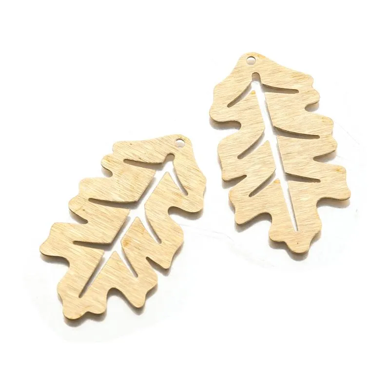 Charms Pure Structured Raw Brass Cutout Oak Leaf Copper Leaves Pendant för DIY Handgjorda halsbandörhängen smycken gör resultat