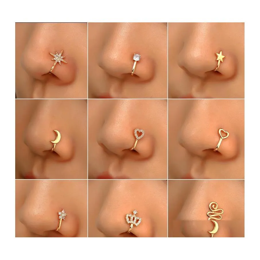 Lnrueg Fashion Stylish Elegant Casual Nose Piercing Ring Decorative 8PCS  Fashion Alloy Creative Cartilage Earring Hoop Nose Ring Hoop : Amazon.in:  Jewellery