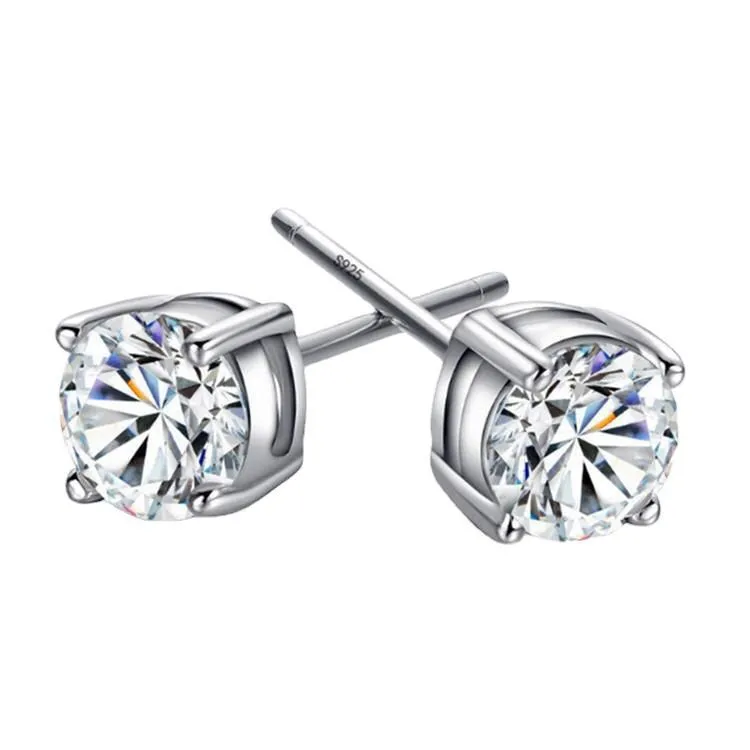 Klassisk charm zirkon S925 Sterling Silver Stud Earring Ear Bone Nail Kvinnor Män ingen bleknar No Allergies