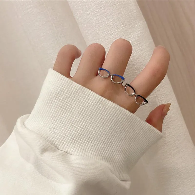 Pierścienie klastrowe modne urocze okulary dzwonek wiele minimalistycznych regulowanych akcesoriów biżuterii z palecami dla kobiety dziewcząt