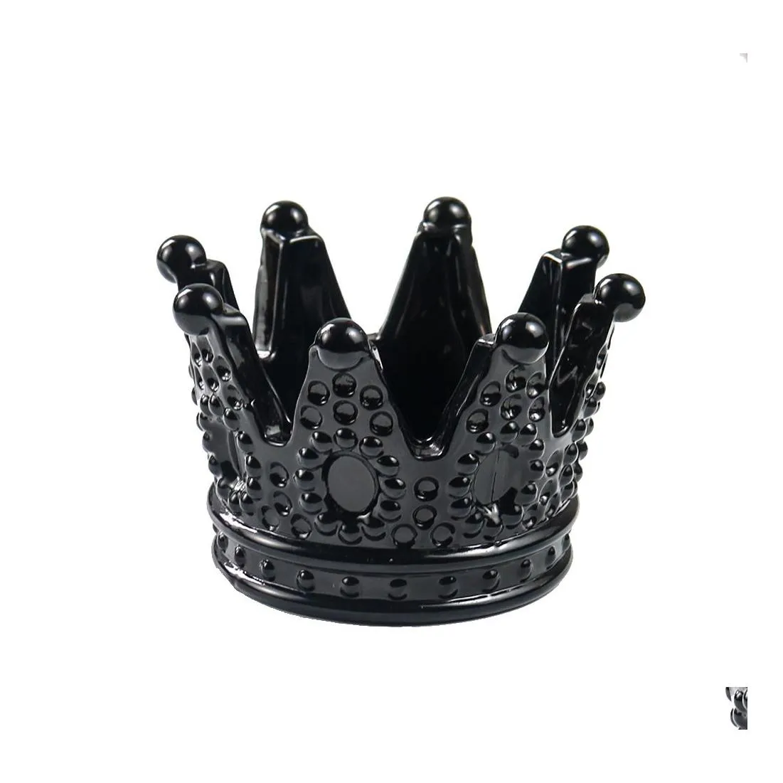 Ashtrays Ashtray Transparent Black Crown Glass Cigar Cigar Fumando Tabaco Bandejas Titulares de Velas para Decoração de Casa Drop Drop Deliver DHCNZ