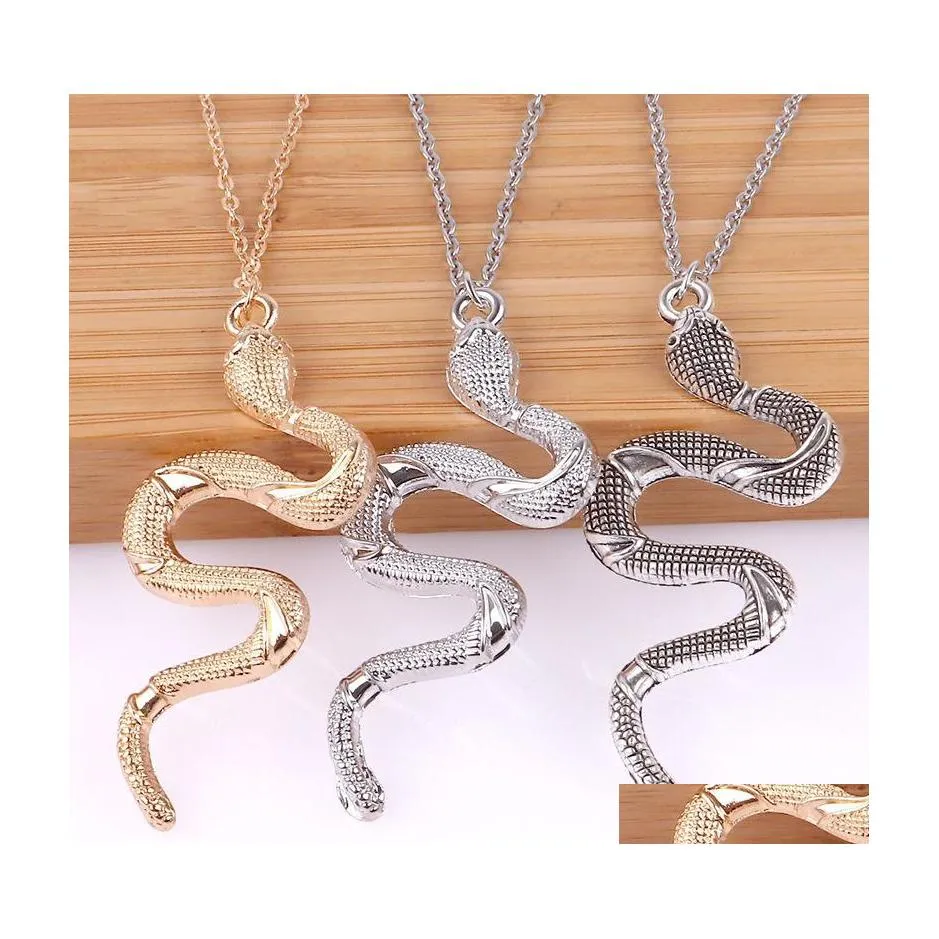 Anh￤nger Halsketten Gro￟handel Schlangen Halskette Mode European Tierfarbe Legierung Anh￤nger Schl￼sselbein Sweater Kette Schmuck Urlaub Drop Dhjmk