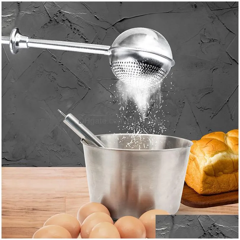 baking pastry tools flour duster for baking stainless steel powdered sugar sifter spices shaker cocoa dispenser dusting wand xbjk2203