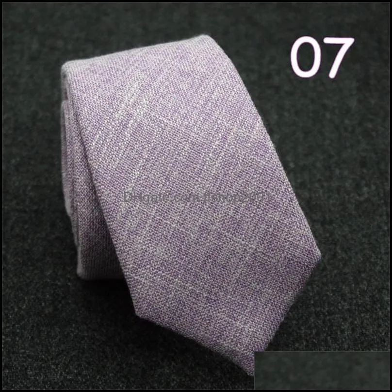 pure cotton mens tie professional work business male student tie pure color cotton and linen narrow tie mens gifts 145cm x 6cm 3545