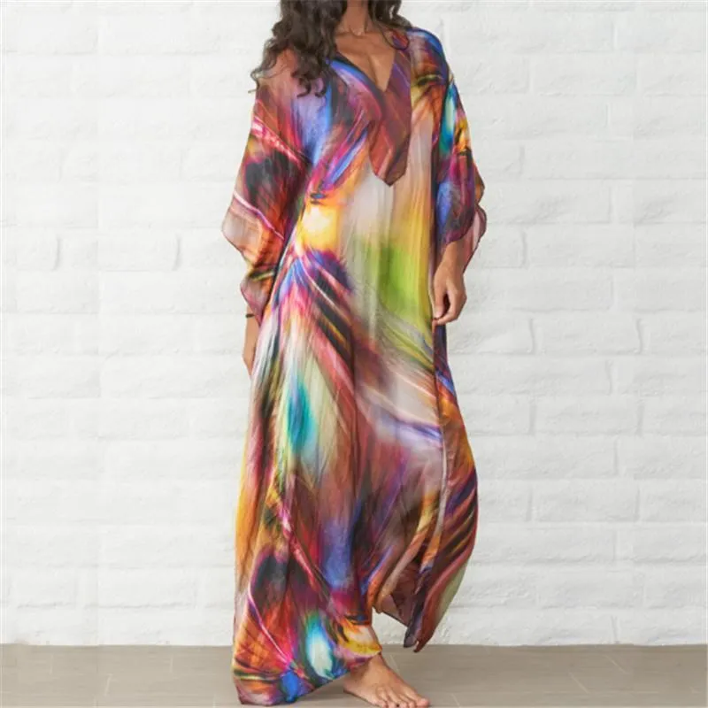 2023 Oversized Bikini Cover Up Beachwear Robe Plage Colorful Sarong