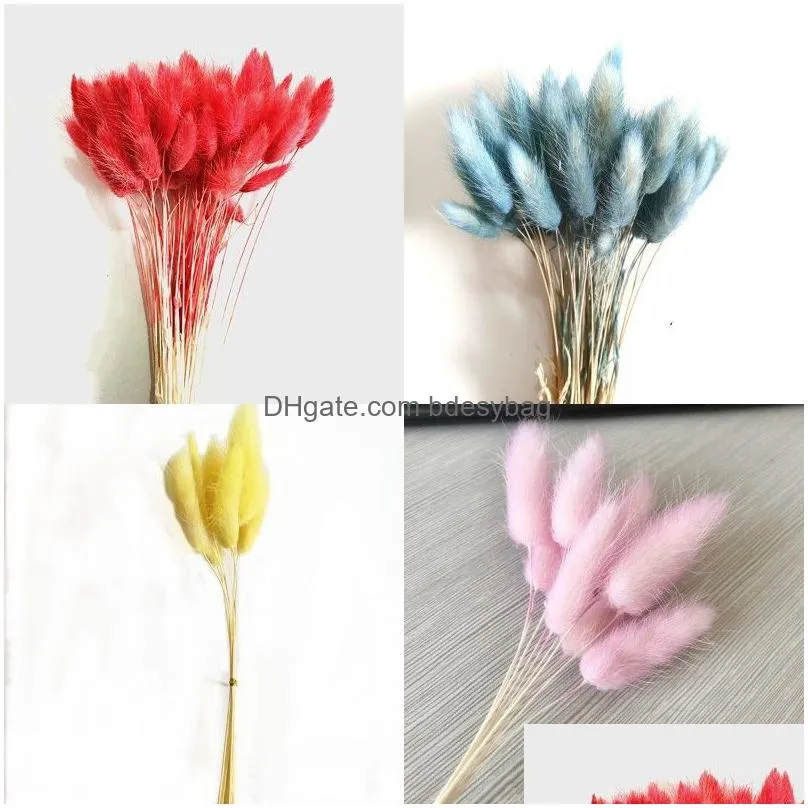 decorative flowers wreaths hare tail grass dried flower home decoration kitchen living room colorful bouquet diy a bunch of 10 branches 4kn