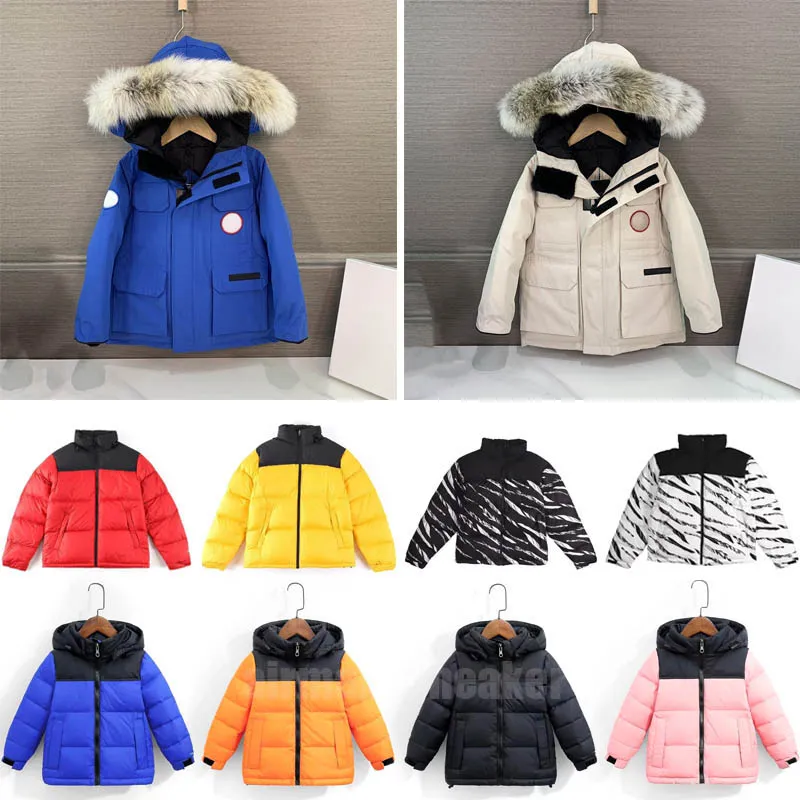 Boys Girls Down Coat 2023 NEW Filled Puffer Jacket Hooded Parka Jackets Black Royal Blue Pink Yellow Body Warmer 700 Outer Coat Kid Children