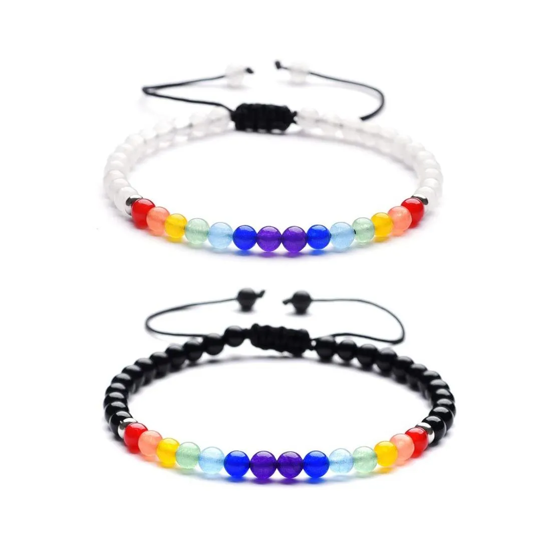 Arts And Crafts 4Mm Mince Pierre De Cristal Naturel Yoga 7 Chakras Guérison Nce Reiki Pierres De Prière Bracelet Pour Les Femmes Drop Delivery Accueil G Dh0Ny