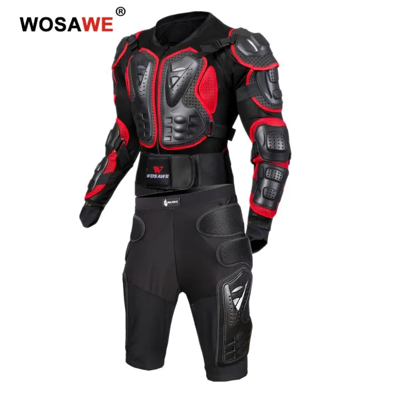 Motorcycle Armor WOSAWE Jacket Men Full Body Armored Motocross Racing And Shorts Hip Protector Protective Gear
