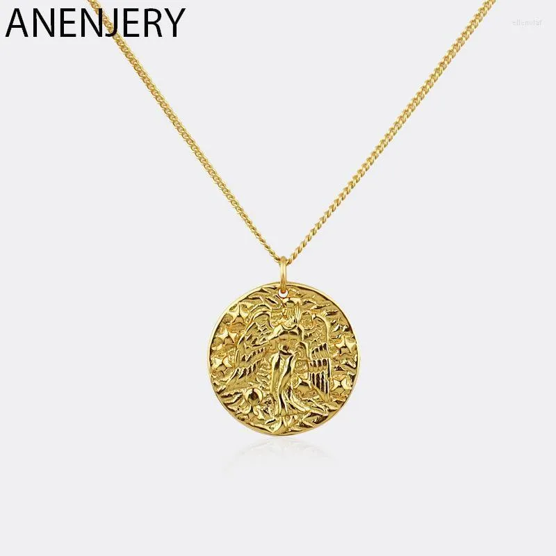 Pendant Necklaces Silver Color Coin Necklace For Women Men Angel Clavicle Chain JewelryPendant Elle22