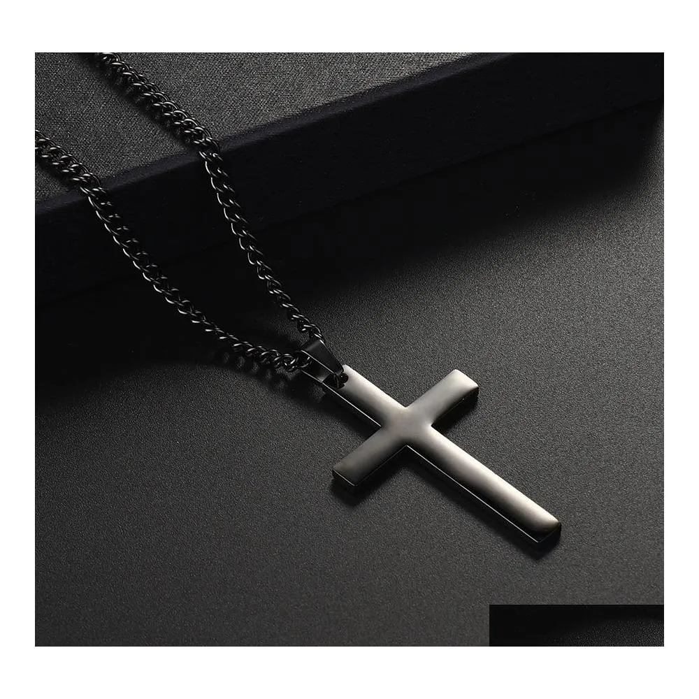 Pendant Necklaces Classic Cross Necklace Fashion Stainless Steel Chain For Men Jewelry Gift Collar Hombres Drop Delivery Pendants Dhkjc