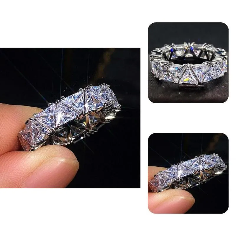 Wedding Rings Lady Ring All Round Jewelry Long Lasting Inlay Sparkling Band Women For Engagement