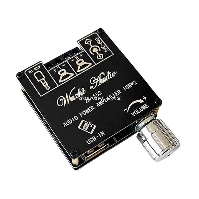 Mini Stereo Amplifier ZK-152 Bluetooth-Compatible Digital Power Board 9-24V 2.0 Channel 15W add 15W