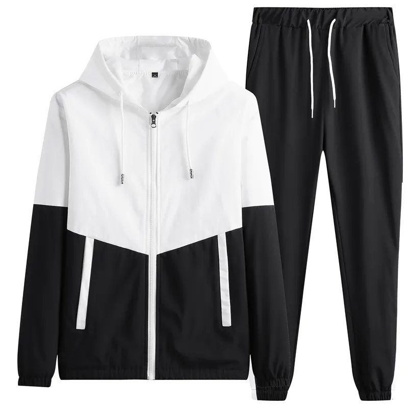 Heren tracksuits heren sportkleding ademende mannelijke gym kleding heren dunne capuchon casual jas joggingbroek mannen 2 pcset sportsets m6xl 230114