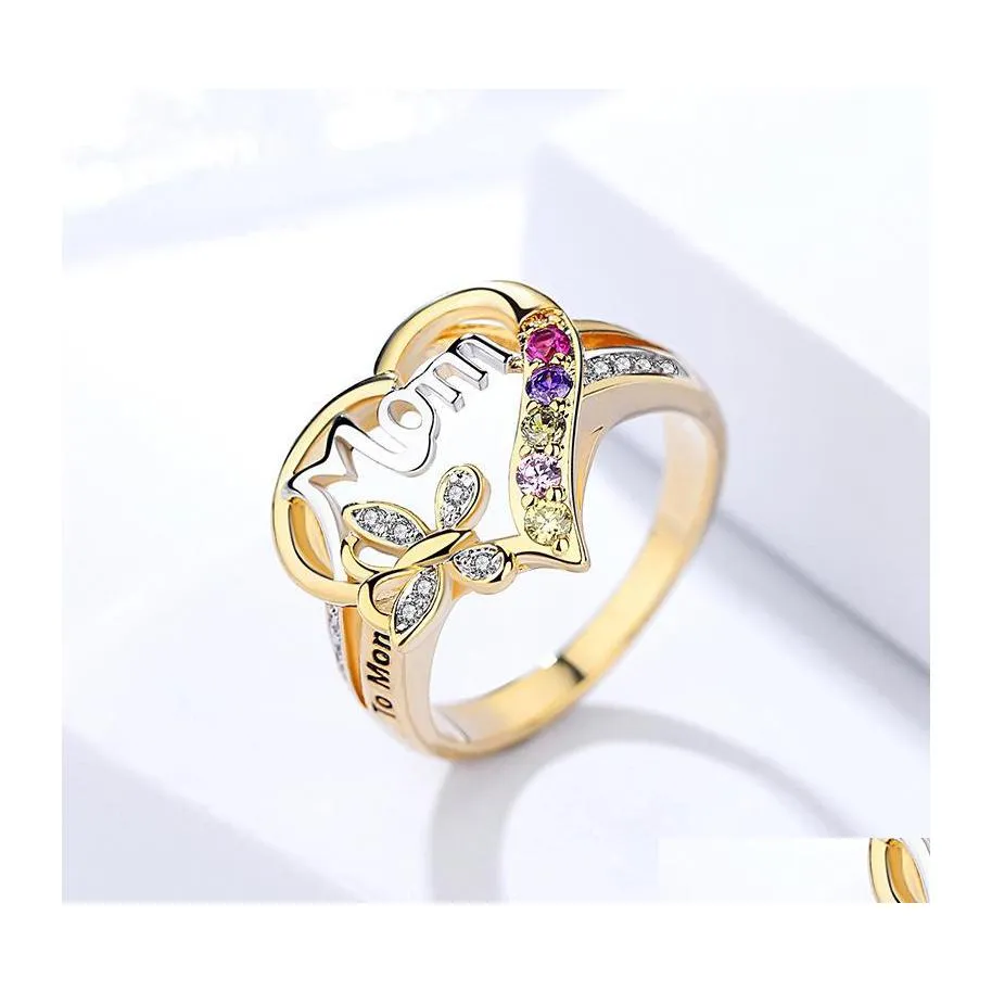 With Side Stones Jewelry Loving Ring Mothers Day Gift Mom Rings Female 3668 Q2 Drop Delivery Dhlyn