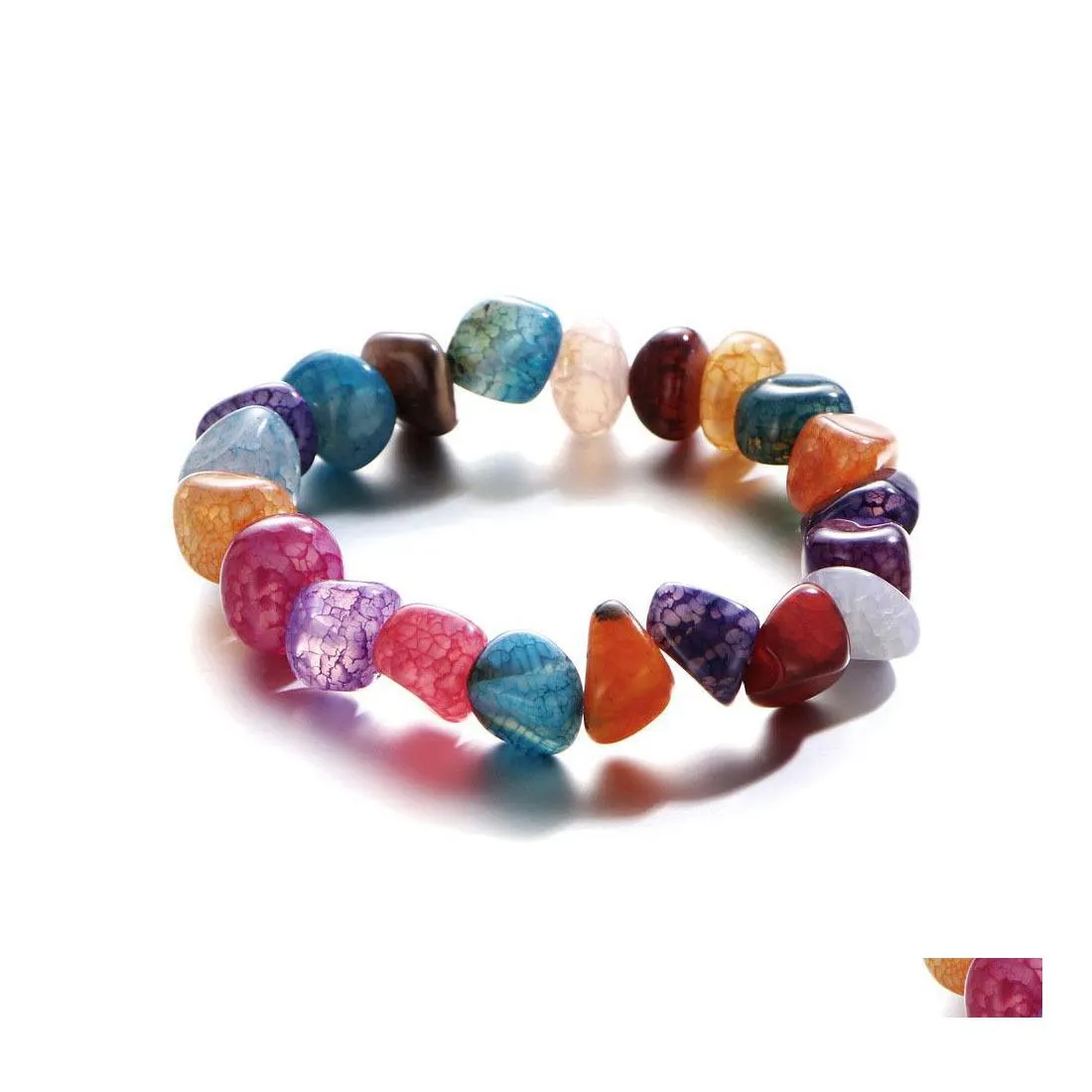 Braccialetti in pietra naturale con perline colorate per donna uomo guarigione perline arcobaleno yoga elasticità braccialetto moda gioielli fatti a mano regalo goccia D Dhpjm