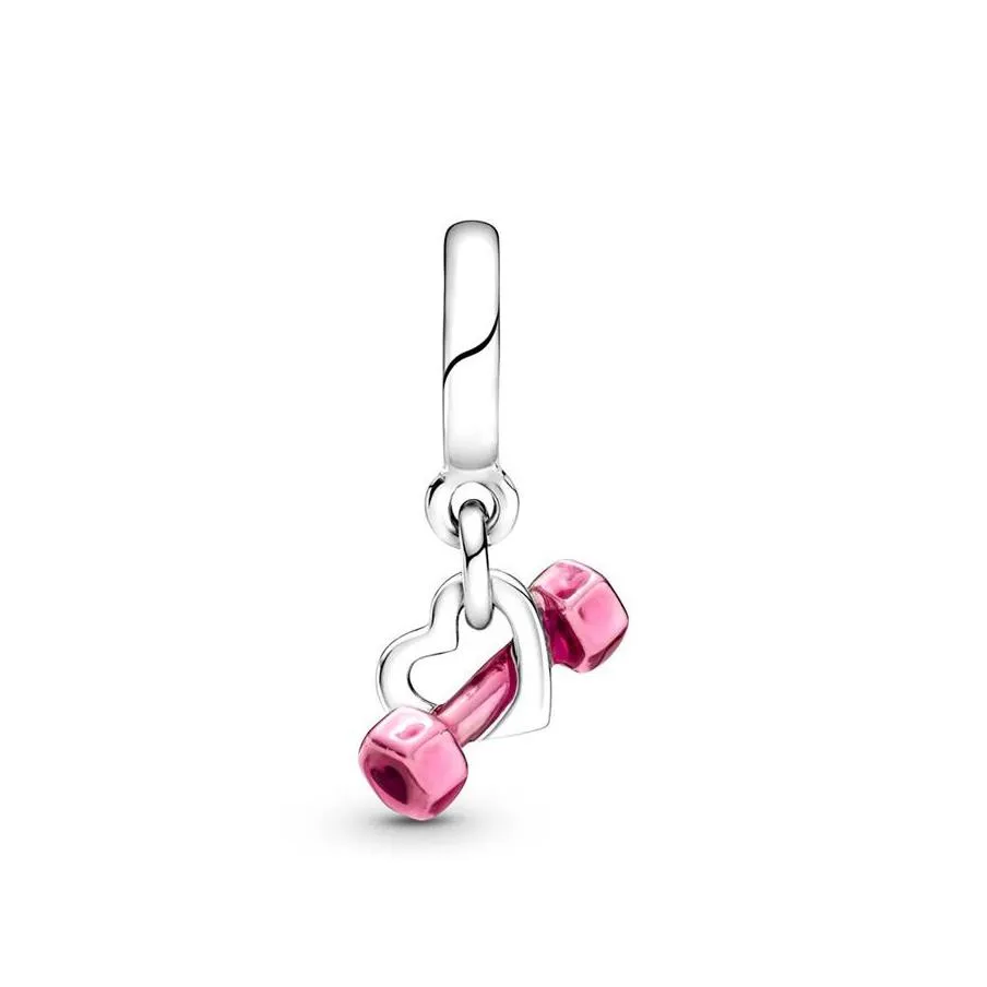 SIER SIER DUMBBELLS HEARTS PINK FINASEL DANGLE CHARM BEADS BEADS للنساء المجوهرات التي تصنع 2240 T2 DROND DELAND DHA4D