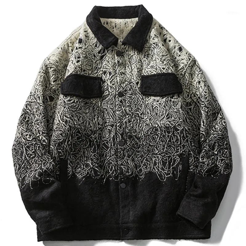 Jackets para hombres Lacible Men Hip Hop Streetwear Chaqueta Vintage Cubo de gradiente oscuro Harajuku Cargo 2023 Outumn Casual Outwear
