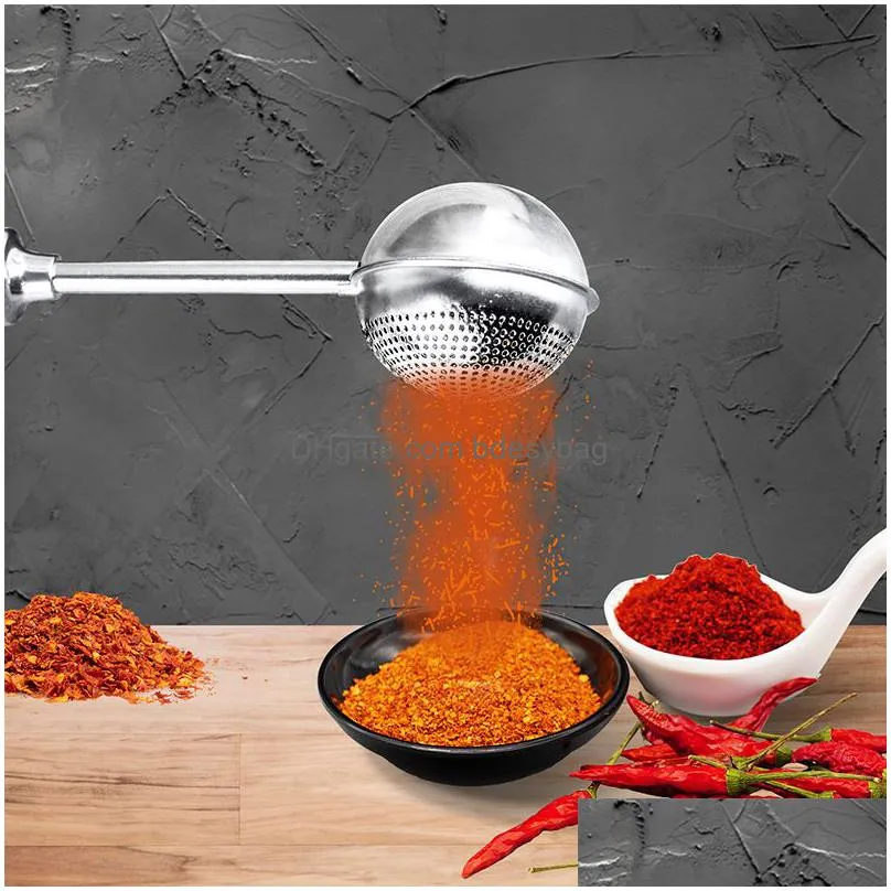 baking pastry tools flour duster for baking stainless steel powdered sugar sifter spices shaker cocoa dispenser dusting wand xbjk2203