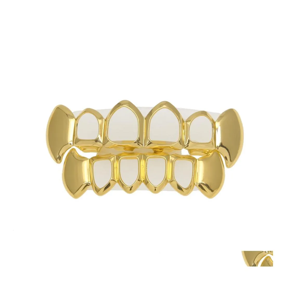 Grillz Dental Grills Hip Hop Hollow Tanden Grillz ingesteld voor heren bovenaan