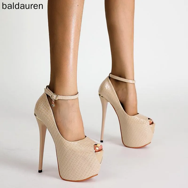 Ubierz buty Baldauren Women Sandals Otwarte palce platforma 17 cm Super High Bluckle Pumps Pumps nocny taniec imprezowy