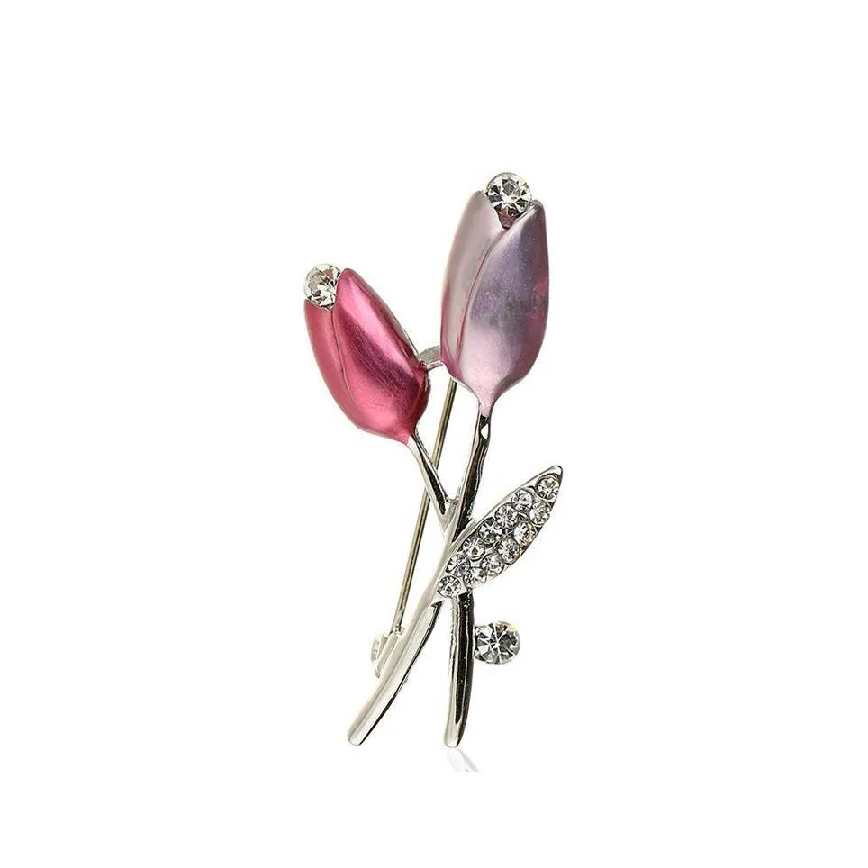 Pins Brooches Pins Rose Gold Color Crystal Brooch Artificial Pearl Flower Tips Ol Trendy Jewelry Wholesale For Women Gift Drop Deliv Dhies