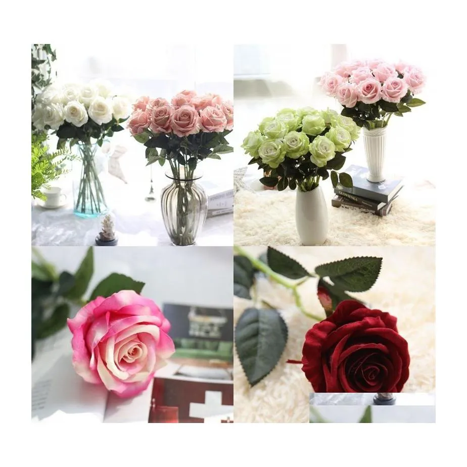 Decorative Flowers Wreaths Flannelettes Rose Artificials Flower Good Looking Dried Hands Wedding Home Furnishing Decoration Arts A Dh4Mg