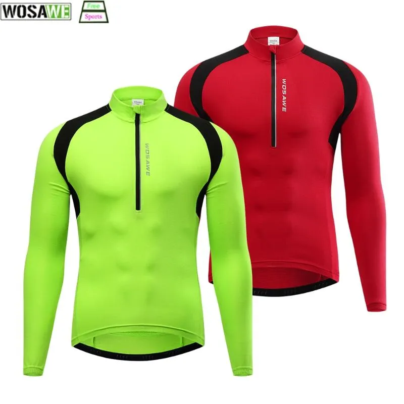 Vestes de course WOSAWE hommes maillot de cyclisme demi fermeture éclair poche arrière vtt vélo chemise descente haute qualité Pro équipe montagne vélo vêtements