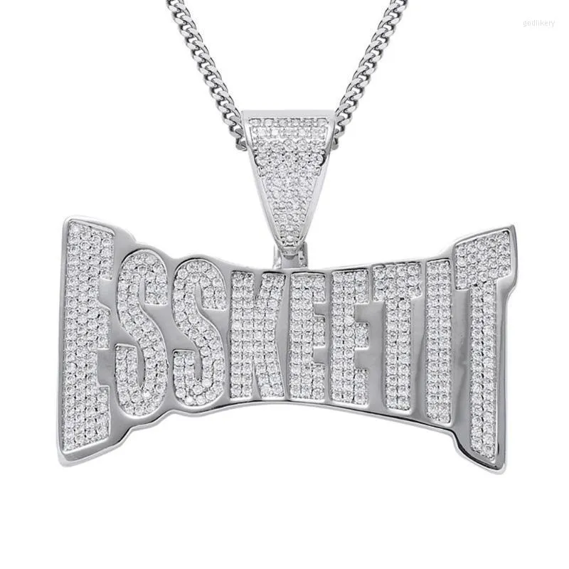 Collane con ciondolo Hip Hop Cubic Zirconia Pavimentato Bling Iced Out ESSKEETIT Collana con ciondoli per uomo Gioielli Rapper Collane con pendentiPendente Godl2