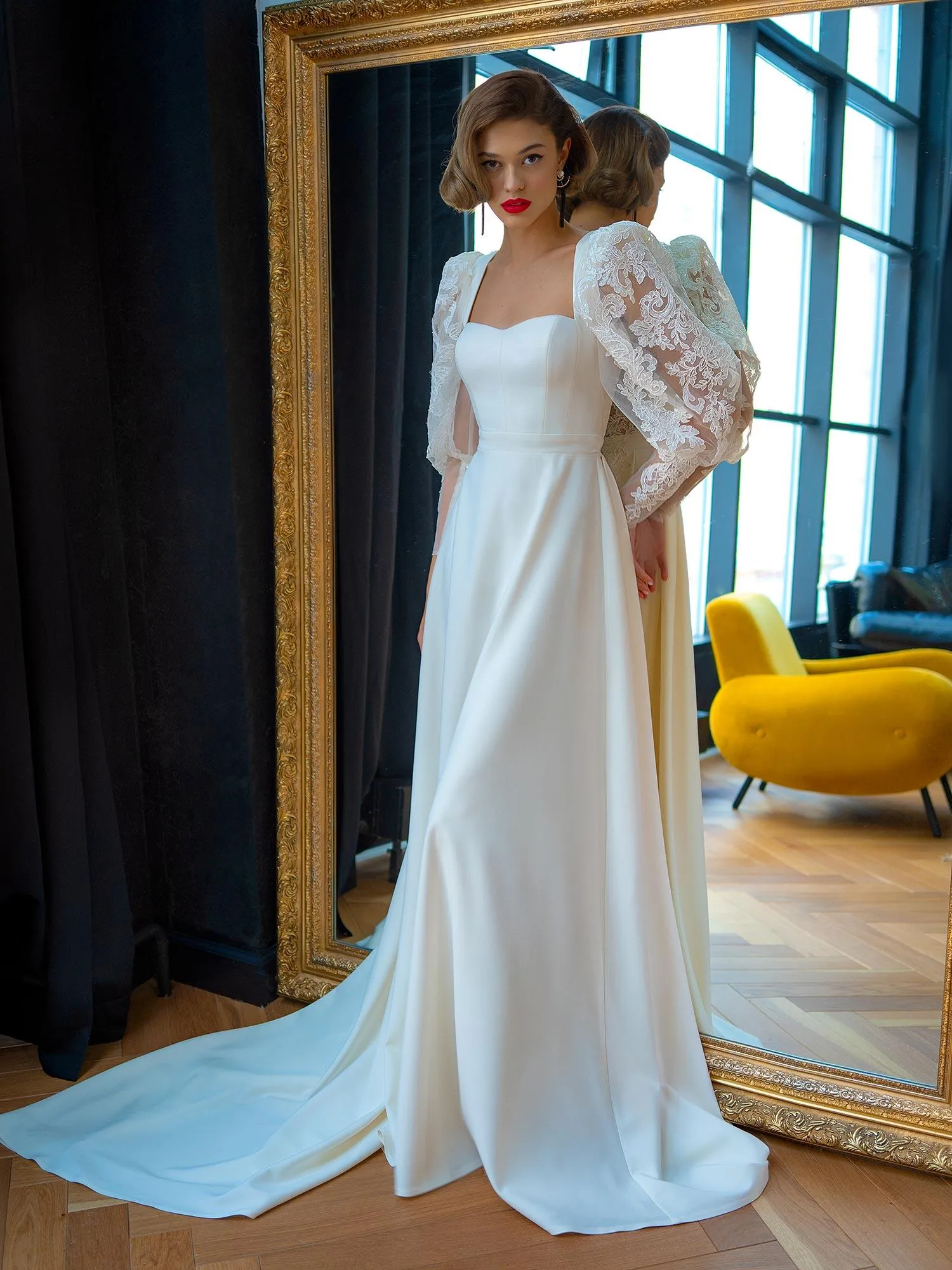 navy blue dress for baby girl Sylvette – Boho Lace A-Line Wedding Dress with Long Sleeves – A & M  Enterprises Bridal