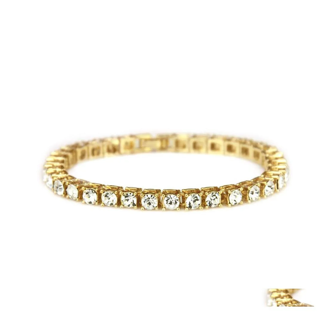Łańcuch Hip Hop Hip Hop Single Row 5 mm Diamentowe bransoletki złota platowane fl kryształowe łańcuchy tenisowe bransoletka bling biżuteria Q293Fz Drop dostawa dhgve