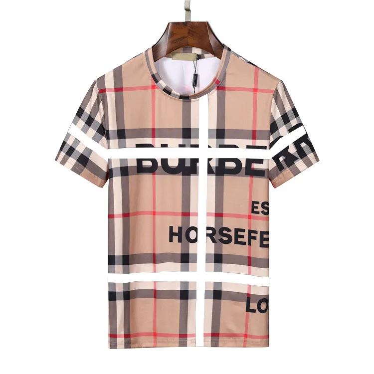 T-shirts pour hommes noir et blanc nouveau fil double 100% coton tissu plaid classique marque européenne et américaine lettre motif variété lâche