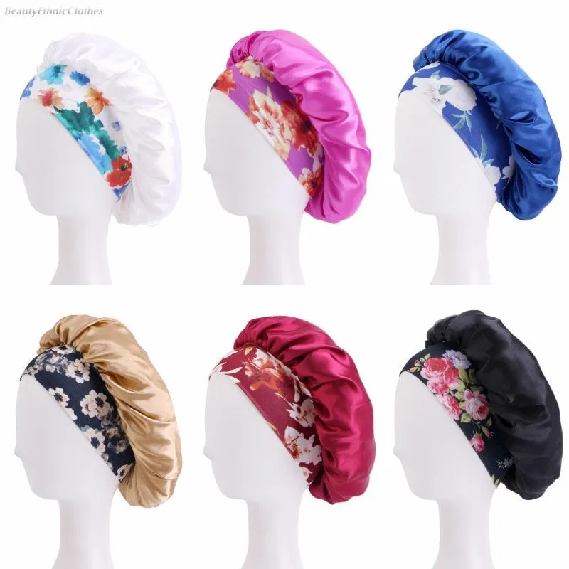 Beanies Beanie/Skull Caps Fashion Elastic Band Bonnet For Women Girls Floral Printed Bandanas Hat Hair Care Night Sleep Cap India Turban