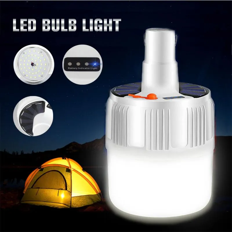 Bärbara lyktor uppladdningsbar solcampingljus LED -glödlampa Remote Control Charge Emergency Nightmarket Outdoor Home Disk