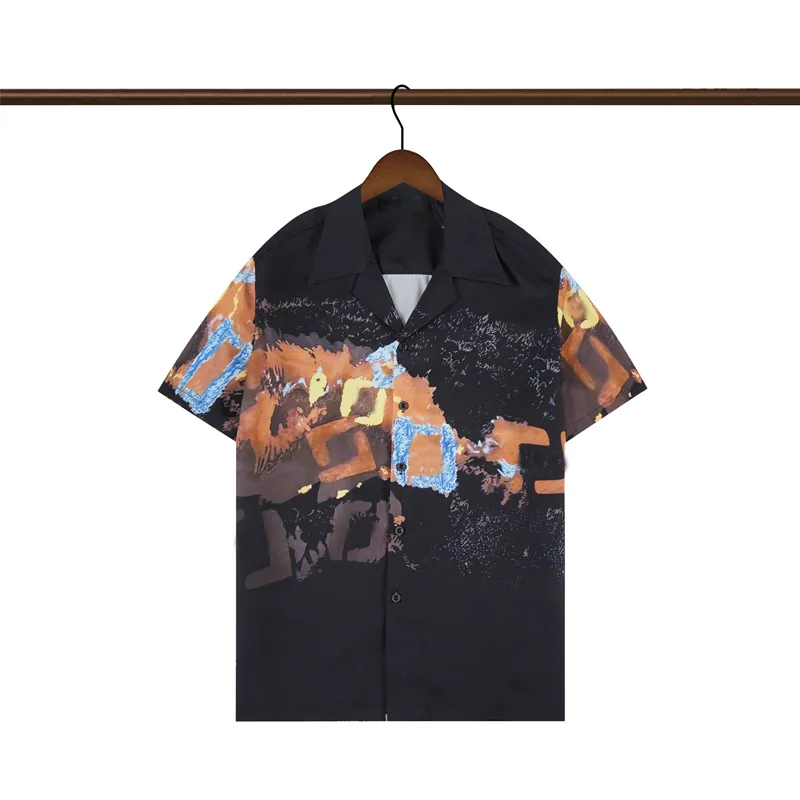 23SS Fashion Hawaii Floral Letter Imprimer des chemises de plage de la cr￩atrice masculine Silk Bowling Shirt Men Summer Summer Shirt Loose Robe M-3XL